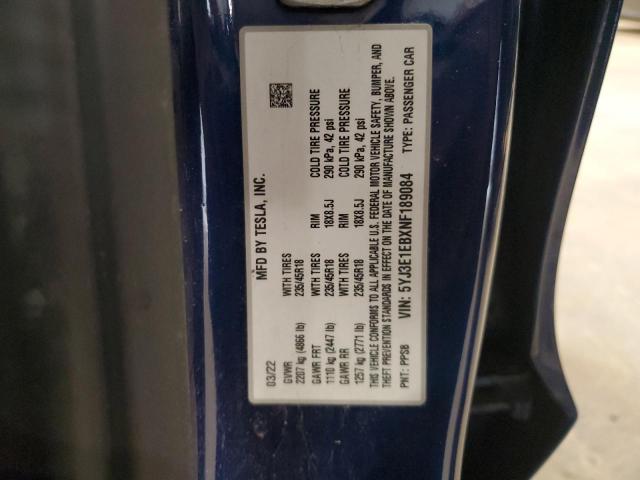 2022 TESLA MODEL 3 5YJ3E1EBXNF189084