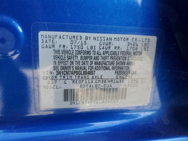 2016 NISSAN VERSA S 3N1CN7AP0GL804057