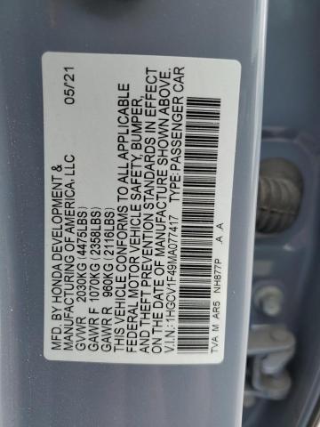 2021 HONDA ACCORD SPO 1HGCV1F49MA077417