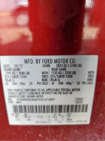 2017 FORD EXPLORER X - 1FM5K8D82HGC21287