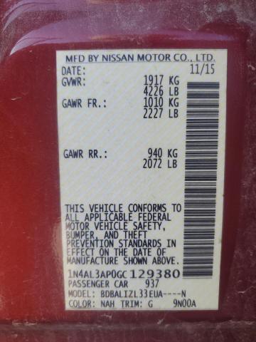 2016 NISSAN ALTIMA 2.5 - 1N4AL3AP0GC129380