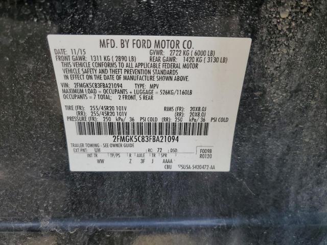 2015 FORD FLEX SEL 2FMGK5C83FBA21094