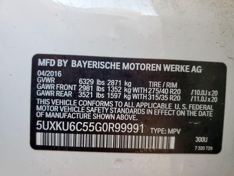 2016 BMW X6 XDRIVE5 - 5UXKU6C55G0R99991