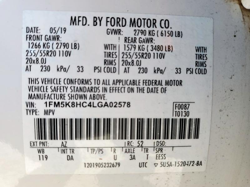 2020 FORD EXPLORER P 1FM5K8HC4LGA02578