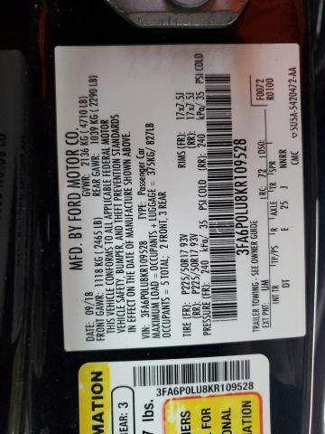 2019 FORD FUSION SE - 3FA6P0LU8KR109528