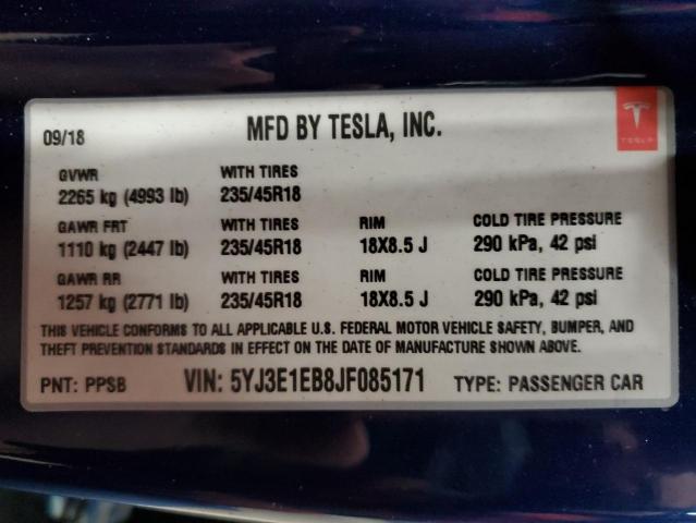 2018 TESLA MODEL 3 - 5YJ3E1EB8JF085171