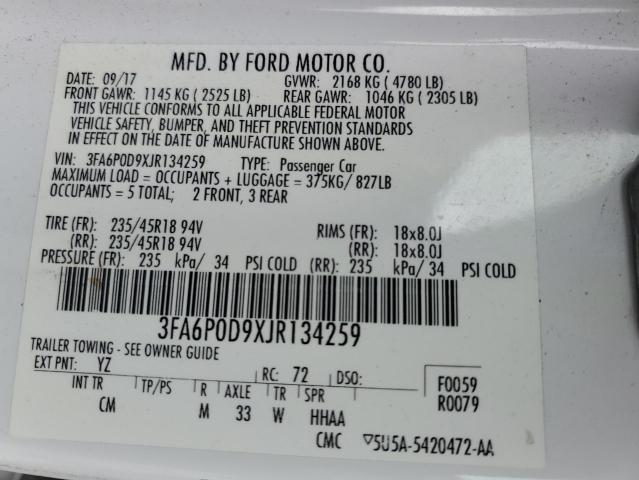 2018 FORD FUSION TIT - 3FA6P0D9XJR134259