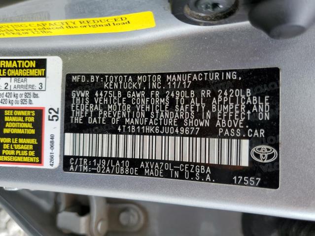 2018 TOYOTA CAMRY L - 4T1B11HK6JU049677