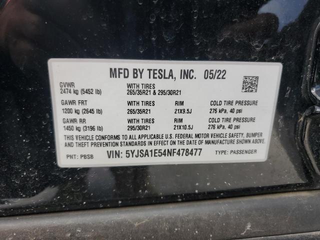 2022 TESLA MODEL S 5YJSA1E54NF478477