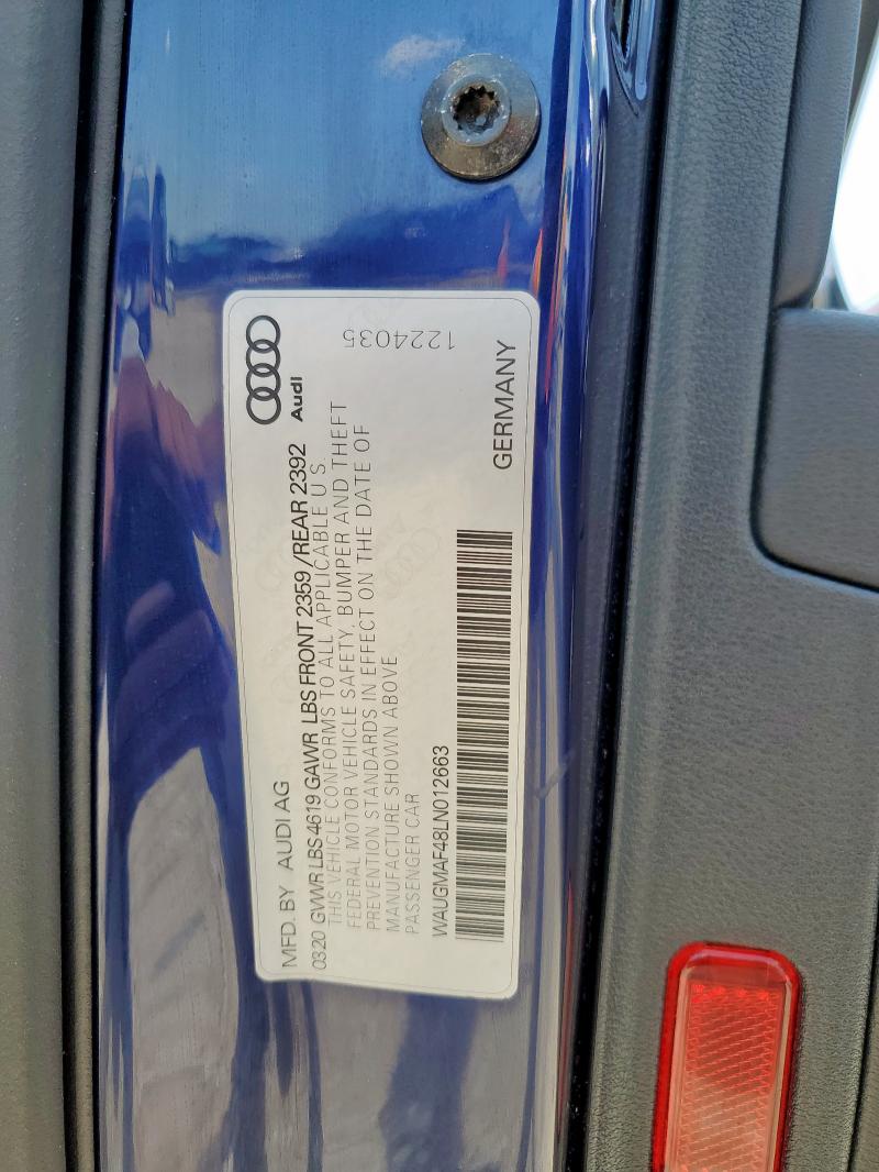 2020 AUDI A4 PREMIUM WAUGMAF48LN012663