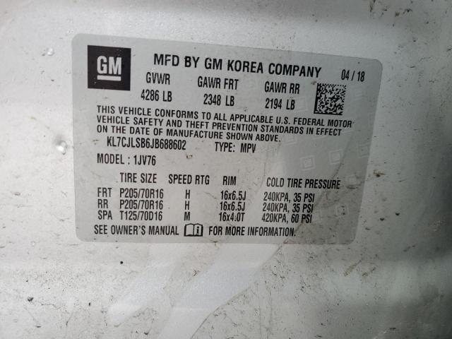 2018 CHEVROLET TRAX 1LT - KL7CJLSB6JB688602
