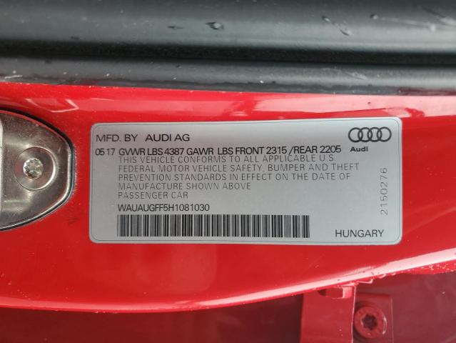 2017 AUDI A3 PREMIUM WAUAUGFF5H1081030