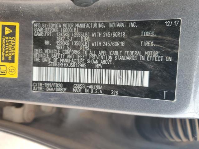 2018 TOYOTA HIGLANDER 5TDBZRFHXJS812985