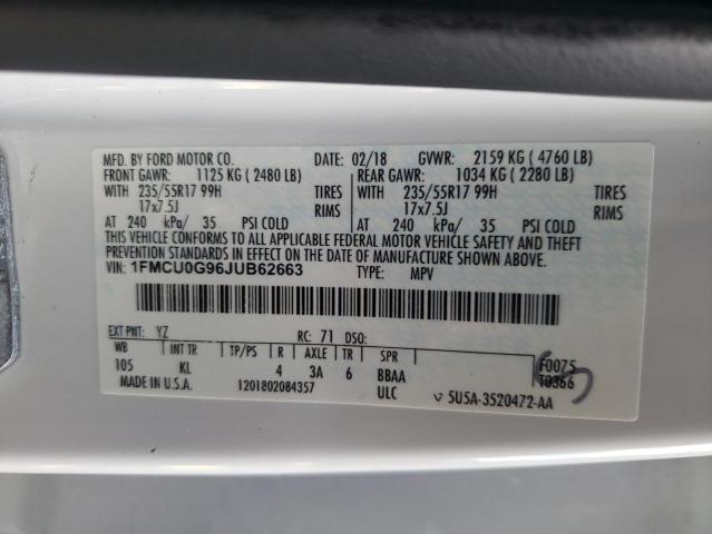 2018 FORD ESCAPE SE - 1FMCU0G96JUB62663