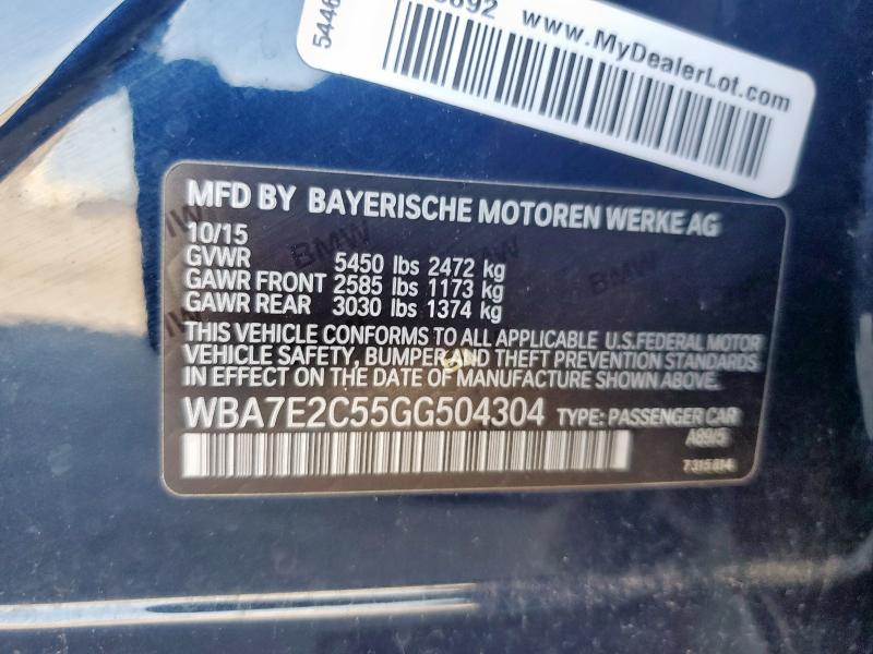 2016 BMW 740 I WBA7E2C55GG504304