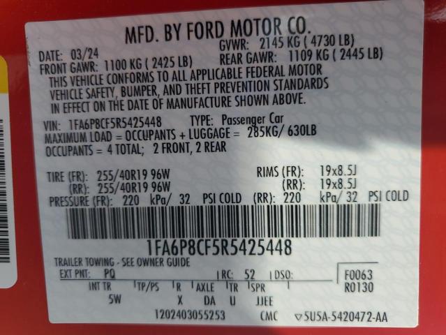 2024 FORD MUSTANG GT 1FA6P8CF5R5425448