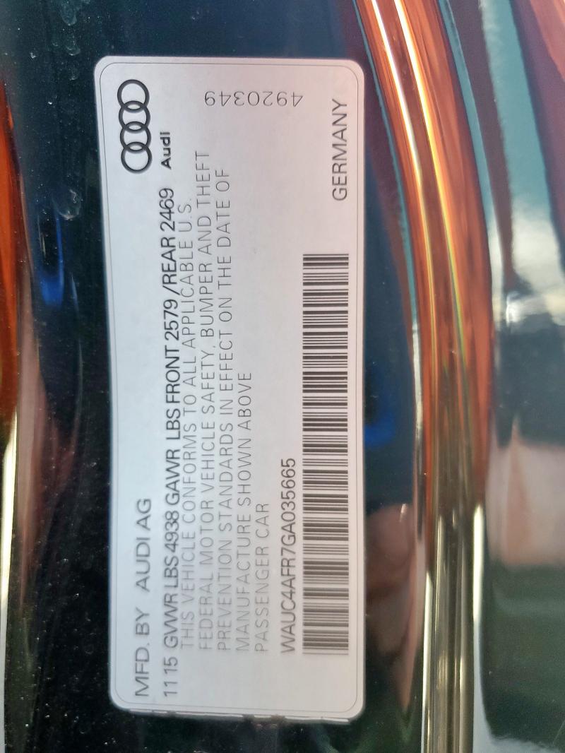 2016 AUDI S5 PREMIUM WAUC4AFR7GA035665