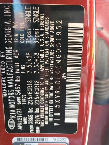 2021 KIA SORENTO S 5XYRLDLC6MG051952