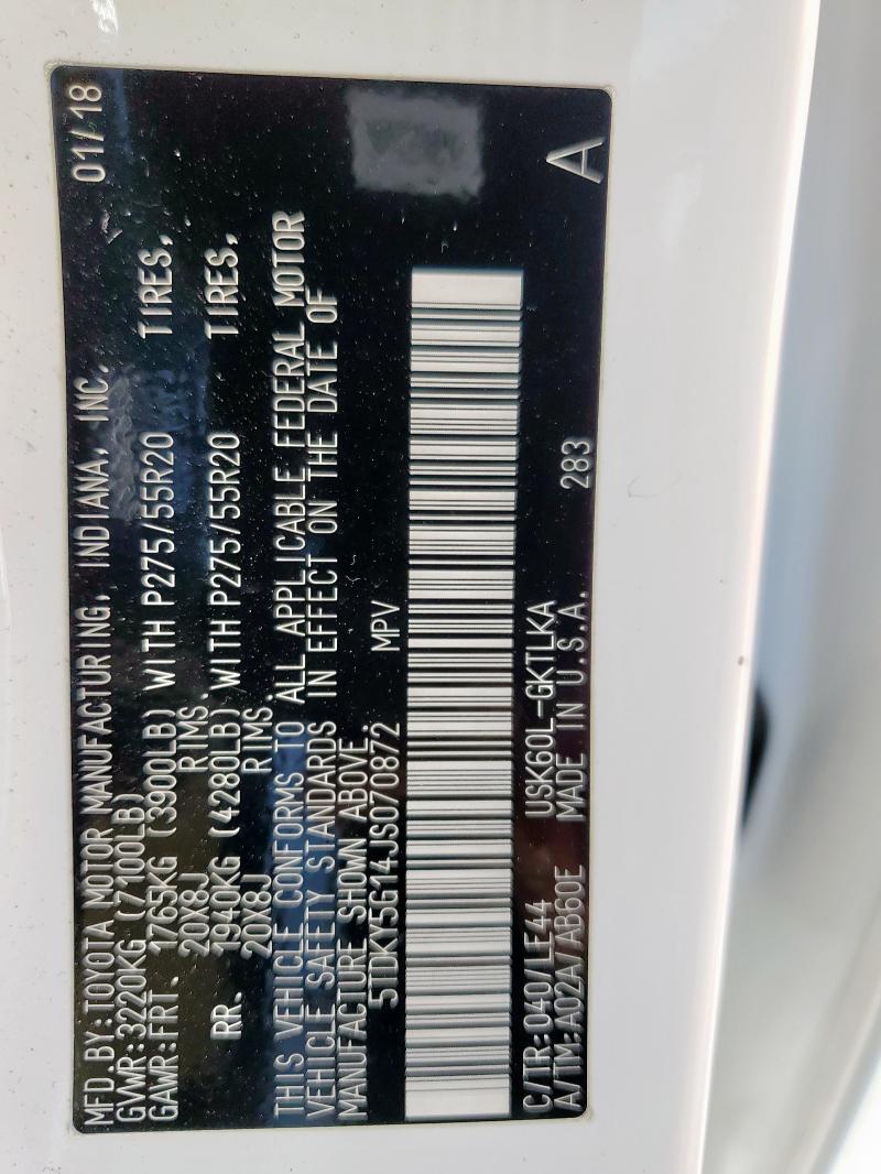 2018 TOYOTA SEQUOIA LI 5TDKY5G14JS070872