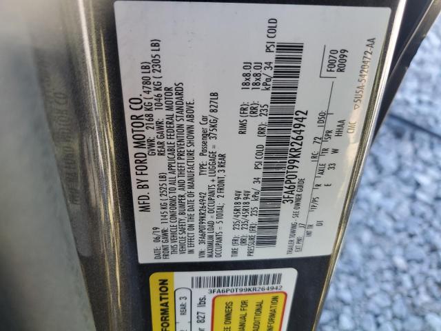 2019 FORD FUSION SE - 3FA6P0T99KR264942