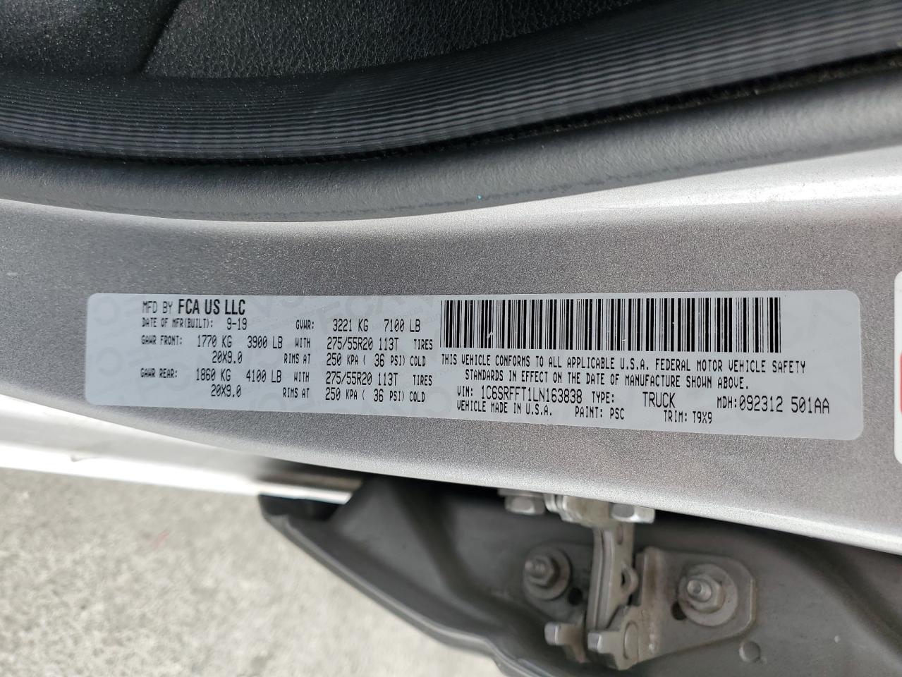 Lot #3317150987 2020 RAM 1500 BIG H