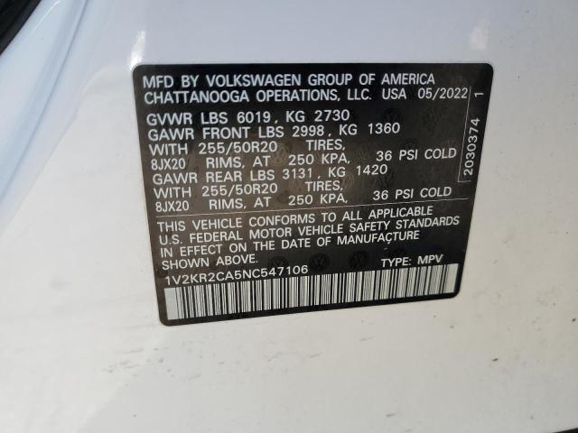 2022 VOLKSWAGEN ATLAS SE 1V2KR2CA5NC547106