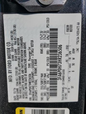 2017 FORD FUSION SE - 3FA6P0H73HR236506
