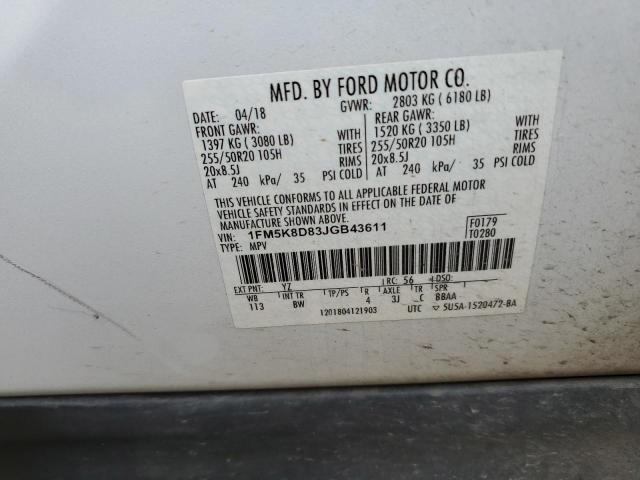 2018 FORD EXPLORER X 1FM5K8D83JGB43611