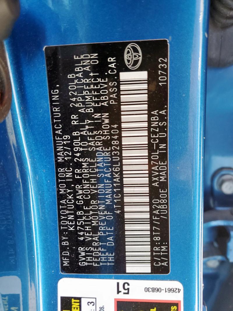 2020 TOYOTA CAMRY LE - 4T1C11AK6LU328404