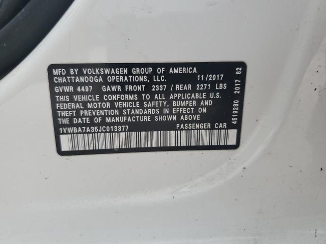 2018 VOLKSWAGEN PASSAT SE 1VWBA7A35JC013377