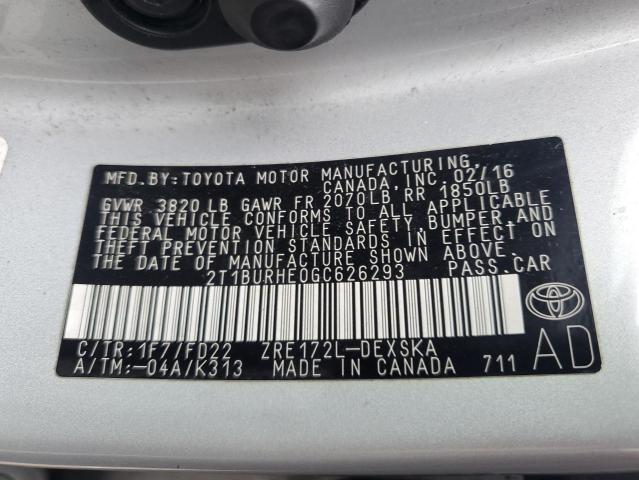 2016 TOYOTA COROLLA L - 2T1BURHE0GC626293