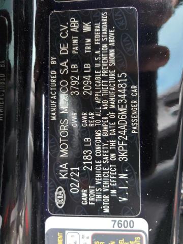 2021 KIA FORTE FE - 3KPF24AD6ME344815