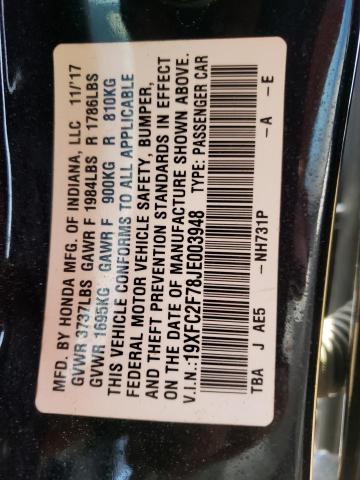 2018 HONDA CIVIC EX - 19XFC2F78JE003948