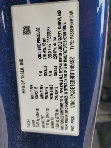 2024 TESLA MODEL 3 - 5YJ3E1EB9RF746492