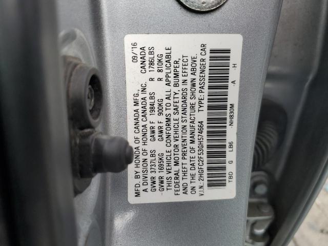 2016 HONDA CIVIC LX 2HGFC2F53GH574664