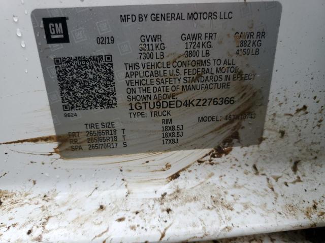 2019 GMC SIERRA K15 1GTU9DED4KZ276366