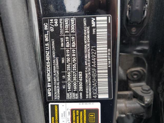 2015 MERCEDES-BENZ ML 350 4MA 4JGDA5HB5FA449271