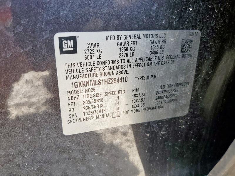 2017 GMC ACADIA SLT - 1GKKNMLS1HZ254410