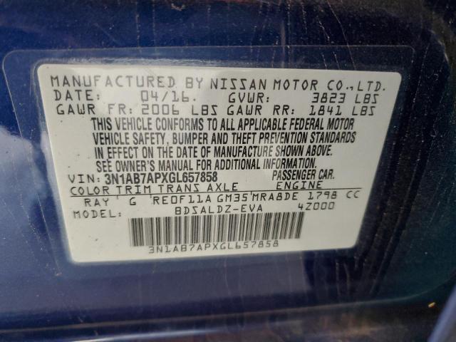 2016 NISSAN SENTRA S - 3N1AB7APXGL657858