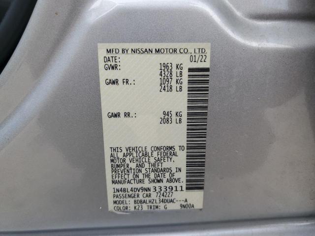 2022 NISSAN ALTIMA SV 1N4BL4DV9NN333911