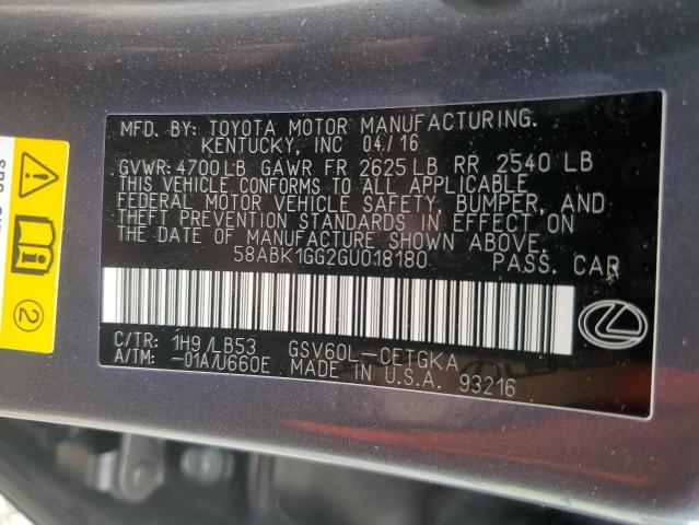 2016 LEXUS ES 350 - 58ABK1GG2GU018180