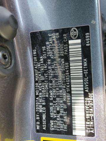 2016 TOYOTA CAMRY LE - 4T4BF1FK4GR584168