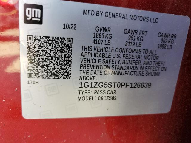 2023 CHEVROLET MALIBU RS - 1G1ZG5ST0PF126639
