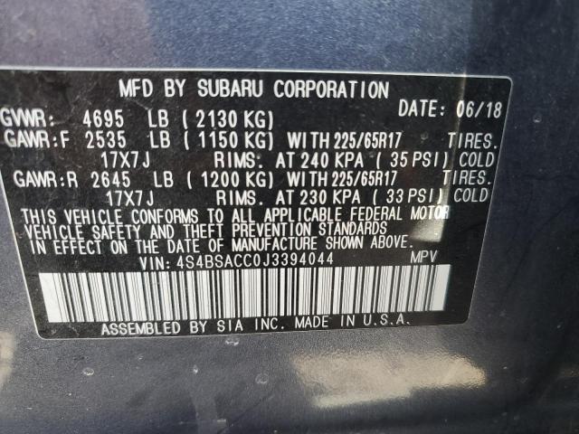 2018 SUBARU OUTBACK 2. 4S4BSACC0J3394044