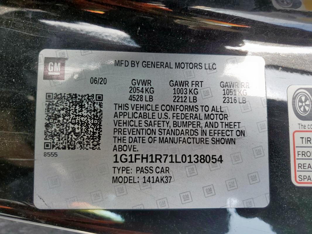 2020 CHEVROLET CAMARO SS - 1G1FH1R71L0138054