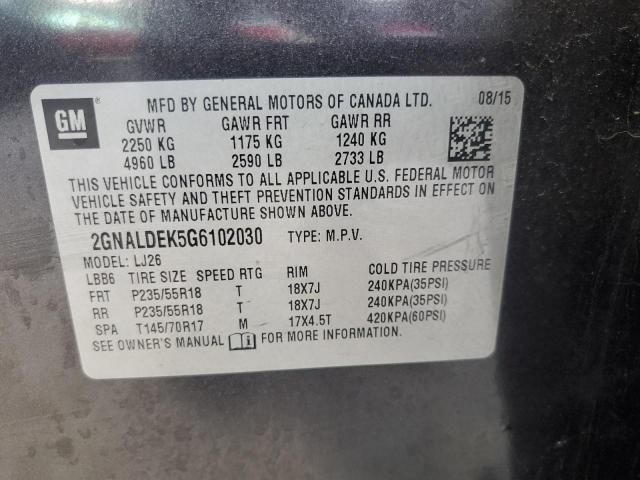 2016 CHEVROLET EQUINOX LT - 2GNALDEK5G6102030