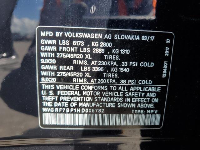 2017 VOLKSWAGEN TOUAREG WO WVGRF7BP1HD005782