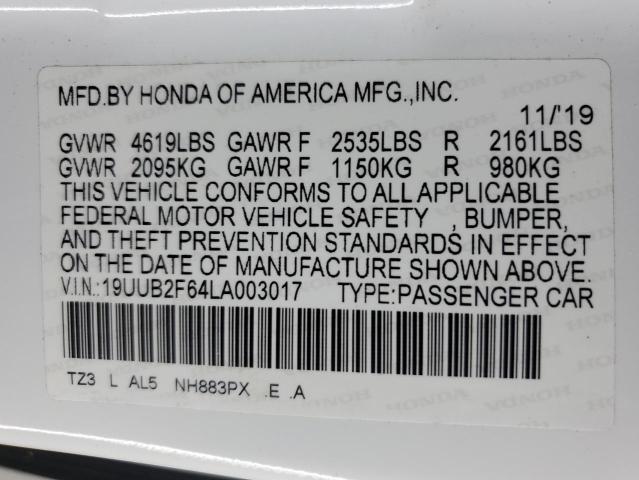 2020 ACURA TLX TECHNO 19UUB2F64LA003017