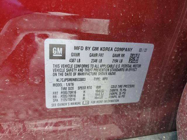 2022 CHEVROLET TRAX 1LT - KL7CJPSM0NB533803