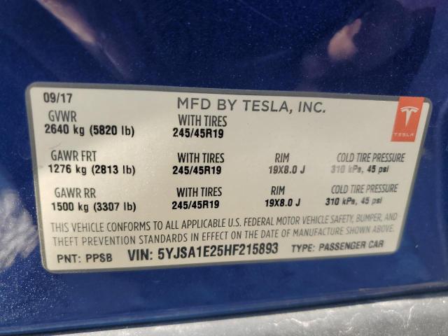 2017 TESLA MODEL S - 5YJSA1E25HF215893
